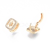 Clear Cubic Zirconia Square with Star Hoop Earrings EJEW-F291-06G-1