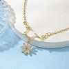 Flower & Branch Micro Pave Clear Cubic Zirconia Pendant Necklaces NJEW-TA00143-2