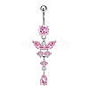 316L Surgical Stainless Steel Cubic Zirconia Butterfly Curved Barbell Dangle Belly Rings WGB11C1-08-2