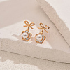 Brass Pave Clear Cubic Zirconia Stud Earrings DP1345-2