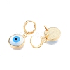 Shell & Synthetic Turquoise Evil Eye Dangle Leverback Earrings EJEW-N012-60-3