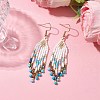 Woven Seed Beads & Natural Magnesite Tassel Earrings EJEW-MZ00154-04-2