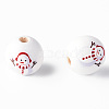 Painted Natural Wood Round Beads WOOD-N006-181-3