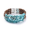 Three Loops Synthetic Turquoise(Dyed) Chip Beads Wrap Bracelets BJEW-JB04657-03-1