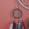 Woolen Yarn Woven Net/Web with Feather Pendant Decorations HJEW-PW0001-045-3