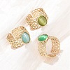 304 Stainless Steel with Glass Cat Eye Cuff Rings for Women RJEW-K309-40B-2