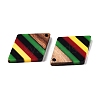 Jamaican Colour Epoxy Resin & Walnut Wood Pendants RESI-N039-122N-2