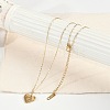 Ion Plating(IP) 304 Stainless Steel Textured Heart Pendant Cable Chain Necklaces for Women NJEW-P320-08G-1