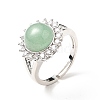 Natural Green Aventurine Adjustable Rings RJEW-P043-02P-16-4