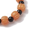 3Pcs 3 Styles Halloween Skull & Pumpkin Resin Beaded Stretch Bracelet Sets BJEW-JB10877-5