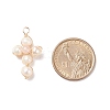 Natural Rose Quartz & White Freshwater Pearl Pendants PALLOY-JF01660-04-4