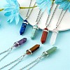 14Pcs 14 Style Chakra Natural & Synthetic Gemstone Pointed Pendants G-LS0001-76-9