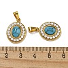 Ion Plating(IP) 304 Stainless Steel Pave Synthetic Turquoise Pendants STAS-U024-16G-02-3