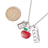 Teather's Day Alloy Red Apple Book Ruler Pendant Necklaces X1-NJEW-TA00185-3