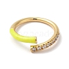 Rack Plating Brass Cubic Zirconia Open Cuff Rings for Women RJEW-S407-04D-2