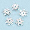 925 Sterling Silver Micro Pave Clear Cubic Zirconia Bead Caps STER-T008-42S-1