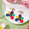 Glass Seed Bead Flower Dangle Stud Earrings for Women EJEW-MZ00268-2