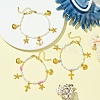 Starfish & Cross & Shell Alloy Charm Bracelet BJEW-FS00015-3