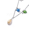 Cowrie Shell Charm Anklets AJEW-AN00280-M-4
