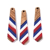 Independence Day Opaque Striped Resin & Walnut Wood Pendants RESI-U010-02C-1