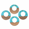 Transparent Resin & Walnut Wood Pendants RESI-S389-036A-B03-1