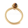 Double Pointed Hexagonal Prism Natural Tiger Eye Adjustable Rings for Women RJEW-G327-01G-12-3