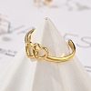 Heart 304 Stainless Steel Open Cuff Rings RJEW-R014-03G-01-2