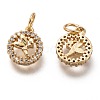 Brass Micro Pave Clear Cubic Zirconia Charms ZIRC-C020-52G-2