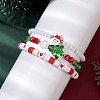 3Pcs 3 Styles Polymer Clay & Glass Beaded Stretch Bracelet Sets BJEW-JB10676-2