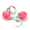 Fuchsia Peach Glass Dangle Leverback Earrings EJEW-P260-01P-2