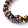 Natural Tiger Eye Stretch Beaded Bracelets BJEW-JB05175-02-2