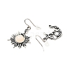 Resin Beaded Moon and Sun Asymmetrical Earrings EJEW-C036-01F-3