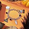 3Pcs 3 Styles Halloween Theme 304 Stainless Steel Figaro Chains Multi-strand Bracelets BJEW-JB12094-4