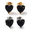 6 Pair 2 Color Heart Cubic Zirconia Stud Earrings EJEW-A024-15D-2