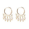 Natural Pearl Dangle Hoop Earrings EJEW-JE04791-1