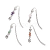 Natural Rose Quartz & Green Aventurine & Amethyst & Red Agate Chips & Alloy Clover Charms Bookmarks AJEW-JK00362-2