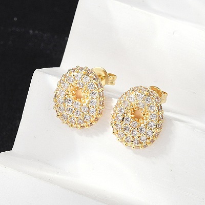 Brass Micro Pave Cubic Zirconia Stud Earrings EJEW-Z091-04G-O-1
