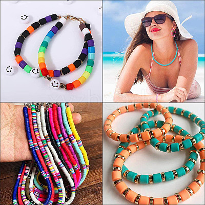 Handmade 610Pcs 10 Strands Polymer Clay Bead Strands CLAY-SC0001-37-1