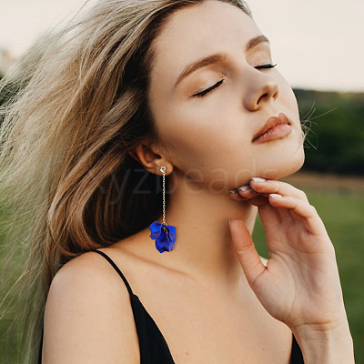 4 Pairs 4 Colors Acrylic Leaf Dangle Stud Earring EJEW-AN0001-24-1