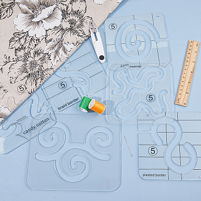 6Pcs 6 Styles Acrylic Quilting Templates DIY-HY0001-67-1