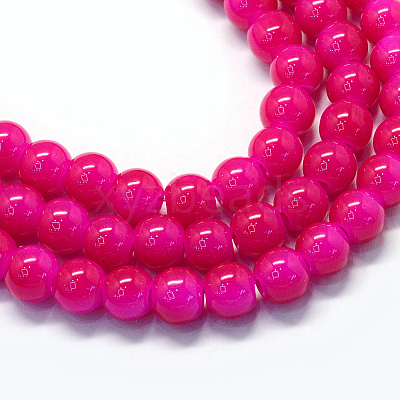Baking Paint Imitation Jade Glass Round Bead Strands DGLA-Q021-4mm-04-1