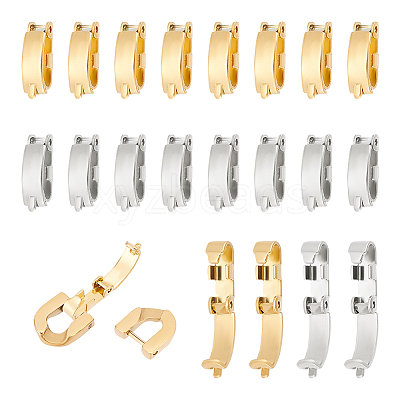 40Pcs 2 Colors 304 Stainless Steel Fold Over Clasps STAS-UN0056-16-1