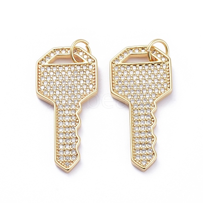 Brass Micro Pave Cubic Zirconia Pendants ZIRC-G163-04G-1
