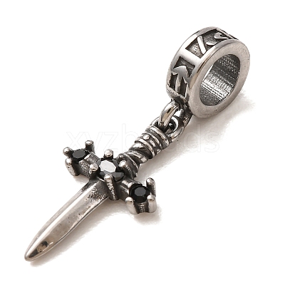 316 Surgical Stainless Steel & Rhinestone European Dangle Charms SA-CBA7555-17AS-01-1