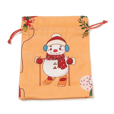 Christmas Theme Rectangle Cloth Bags with Jute Cord LS-ABAG-P008-01D-1