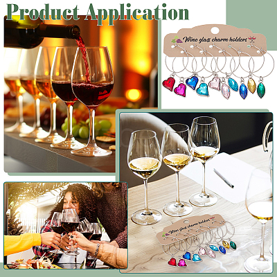 60Pcs Paper Wine Charm Display Cards CDIS-BC0001-06B-1