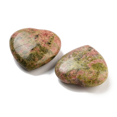 Heart Natural Unakite Palm Stones G-C134-06A-12-1