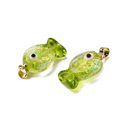 Handmade Dichroic Foil Lampwork Pendants DICH-G001-01G-06-1