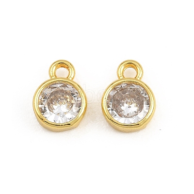 Brass Pave Clear Cubic Zirconia Charms CU-CBAD306-24A-G-1