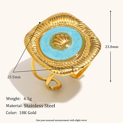 304 Stainless Steel and Enamel Cuff Rings FS-WGFF68F-19-1